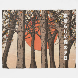 A Wonderful Woodland Sunset Fleece Blanket