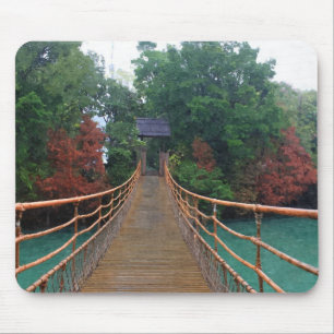 A wooden bridge in a Chinese folk culture park. Mouse Pad