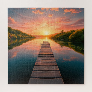 A wooden dock jigsaw puzzle