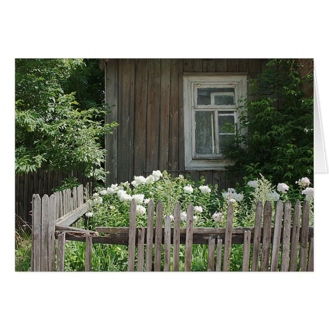 A wooden hut card (Front Horizontal)