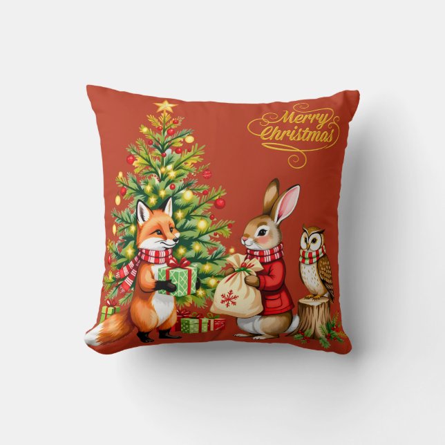 A Woodland Christmas Tale Cushion (Front)