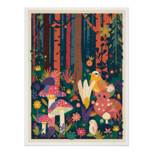 A woodland glossy poster