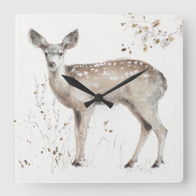 A Woodland Walk IX Square Wall Clock (Front)