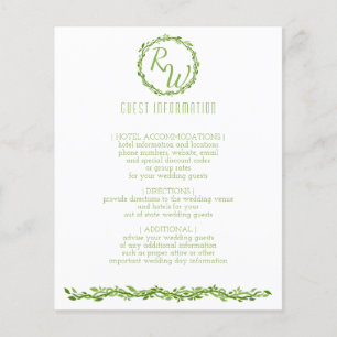 A Woodsy Elegance Wedding Vine Guest Information Flyer