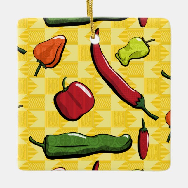 A World of Chili Peppers Ornament (Front)