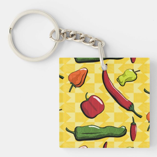 A World of Chilli Peppers Acrylic Keychain (Front)