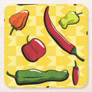 A World of Chilli Peppers Paper Coaster