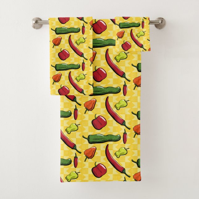 A World of Chilli Peppers Towel Set (Insitu)