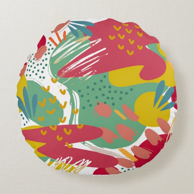A world of vibrant colors round cushion (Front)