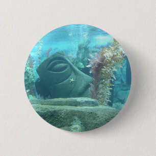 A World Underwater - stone statue design 6 Cm Round Badge