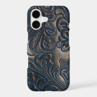 A Worn Vintage Embossed Dark Brown Leather Design