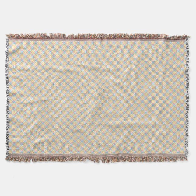 A woven blanket with a blue and yellow chequered  (Front)