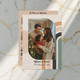 A Year in Review 12 Photo Collage Retro Holiday Card