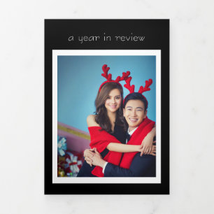 A Year In Review Holiday Photo Collage Tri-Fold Holiday Card