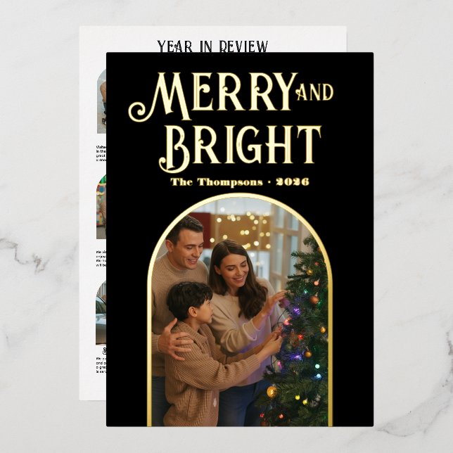 A Year in Review Merry & Bright Christmas Photo (Front/Back)