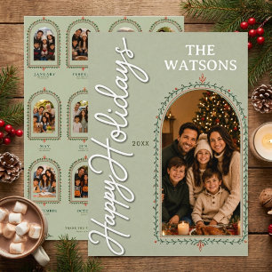 A year in review photo collage arch holiday card