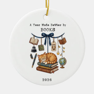 A year Made Better By Books Christmas Reader Ceramic Tree Decoration