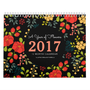 A Year of Flowers Illustrated Pages Calendar