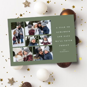 A year to remember 2021 6 photo collage green holiday card