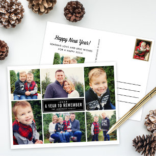 A Year to Remember Happy New Year Photo Collage Holiday Postcard