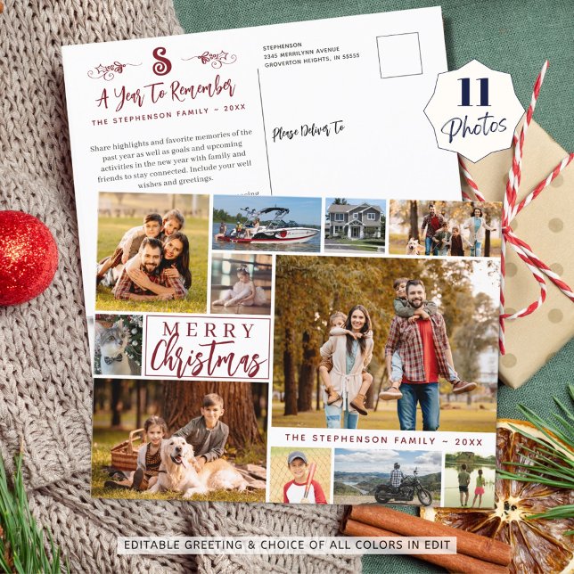 A Year To Remember MERRY CHRISTMAS 11 Photo Holiday Postcard (Creator Uploaded)