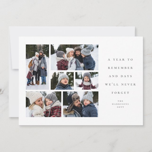 A year to remember sentimental photo collage holiday card (Front)