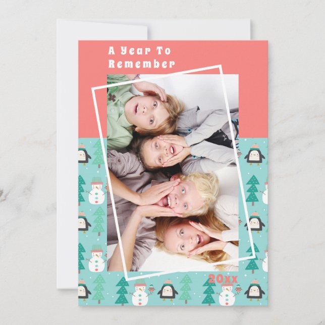 A Year to Remember Snowman Christmas Holiday Photo (Front)