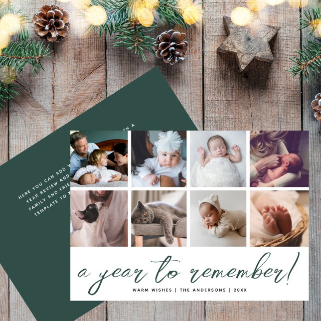 A Year to Remember Year in Review 8 Photo Collage  Holiday Card (Creator Uploaded)