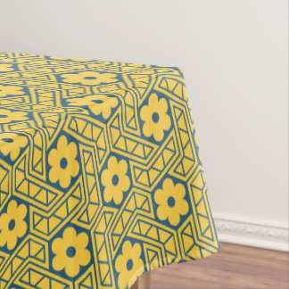 A yellow and blue Indian lattice flower pattern  Tablecloth