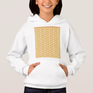 a yellow and white background with an intricate de
