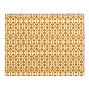 a yellow and white background with an intricate de calendar