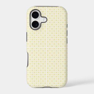 a yellow and white background with small circles