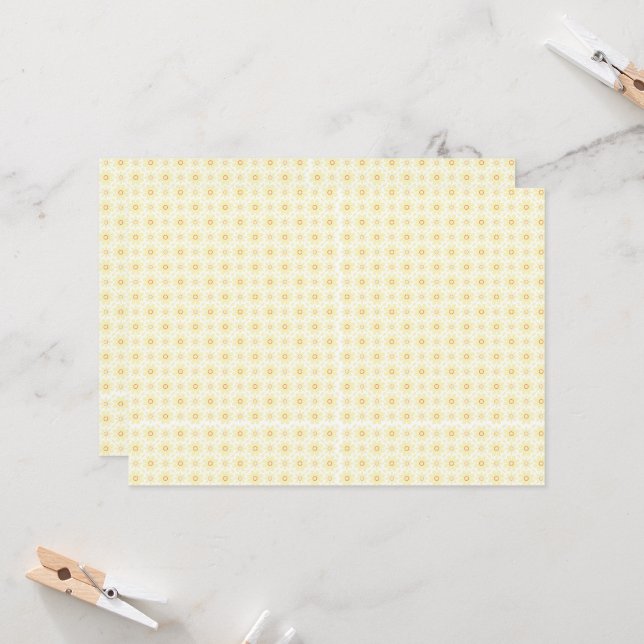 a yellow and white background with small circles invitation (Front/Back In Situ)
