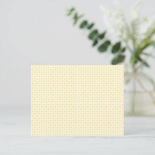 a yellow and white background with small circles postcard