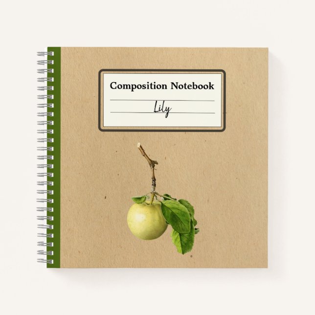 A Yellow Apple With Leaves Personalised Comp Notebook (Front)