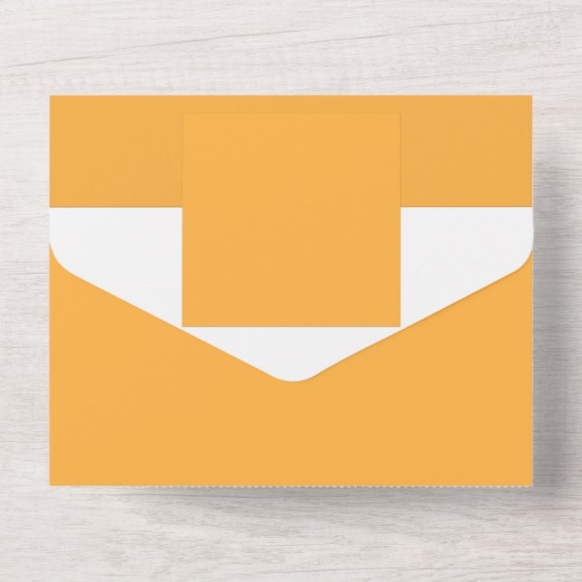 a yellow background with a black border all in one invitation (Back)