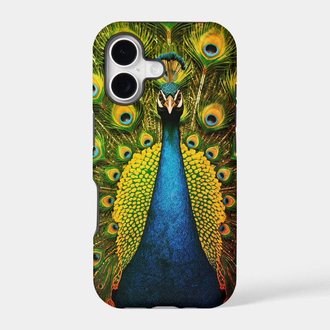 A Yellow + Blue Peacock Image On iPhone (Back)