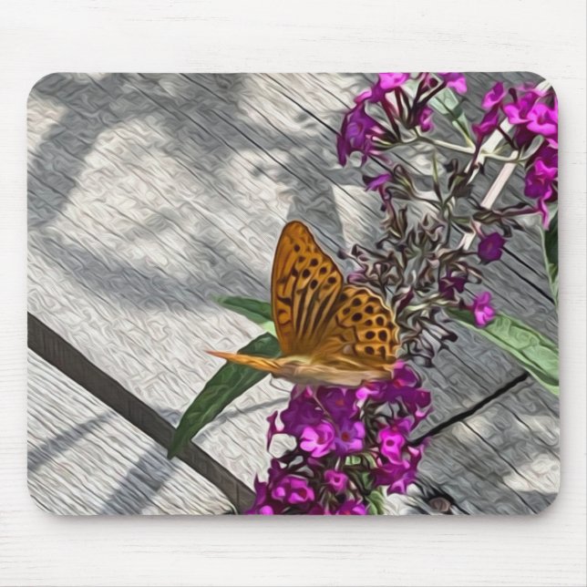 A yellow butterfly mouse pad (Front)