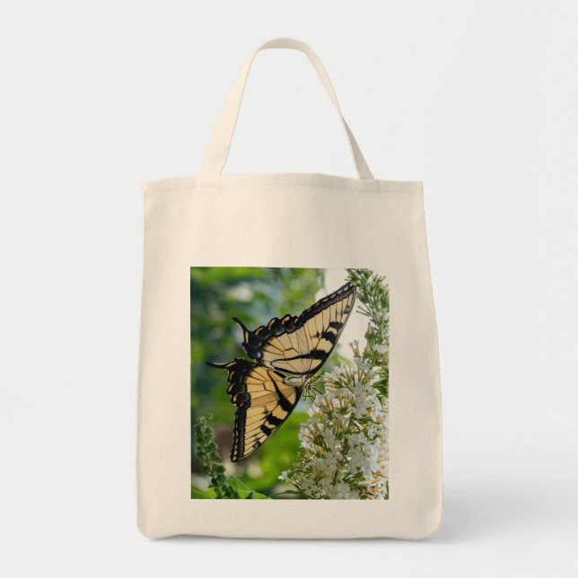 A yellow butterfly tote bag (Front)
