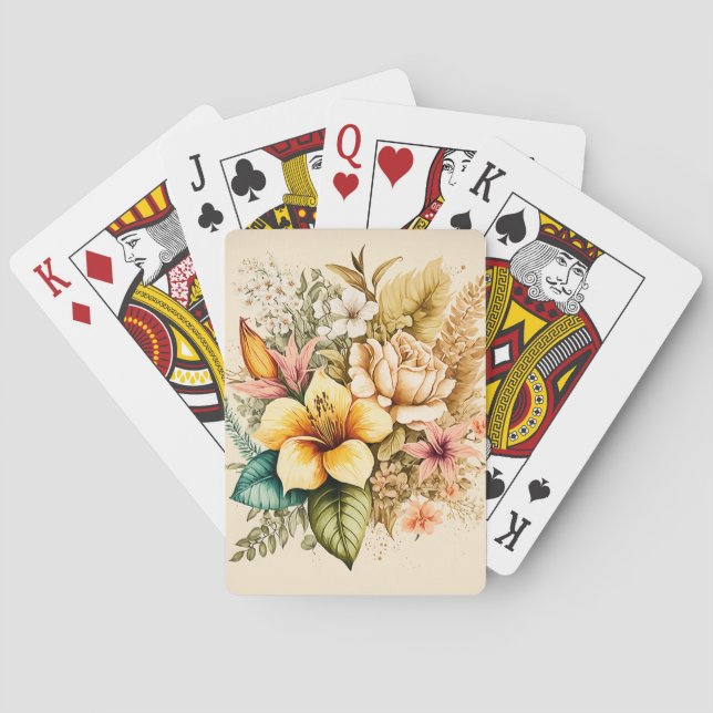 A Yellow Flower Bundle Bouquet For Your Valentines Playing Cards (Back)
