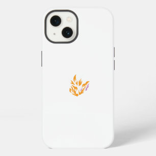 a yellow flower with leaves on a white background iPhone 13 case