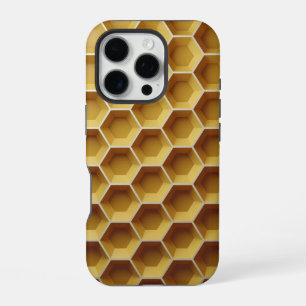 A yellow hexagonal shapes in a honeycomb pattern iPhone 16 pro case