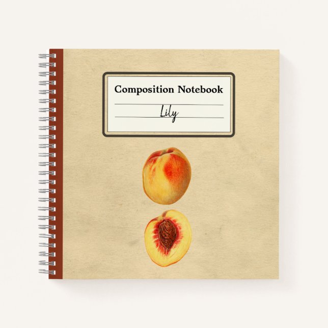 A Yellow Peach and a Half Personalised Composition Notebook (Front)