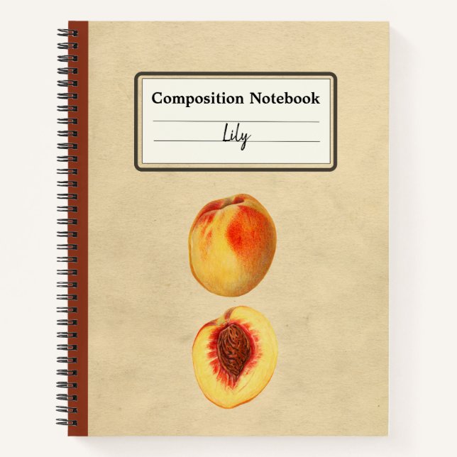A Yellow Peach and a Half Personalised Composition Notebook (Front)