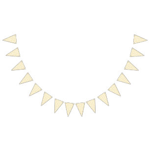 A yellow rug with a repeating motif pattern resemb bunting