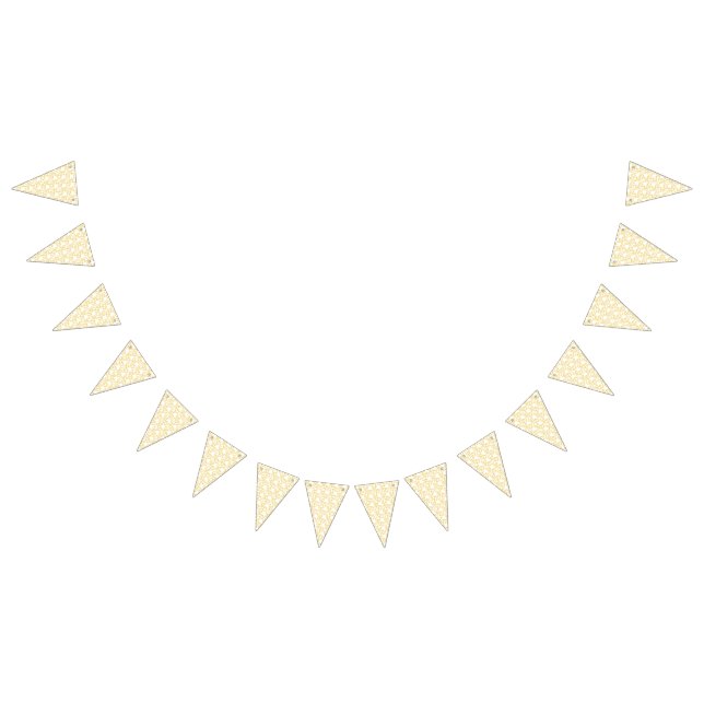 A yellow rug with a repeating motif pattern resemb bunting  (All)