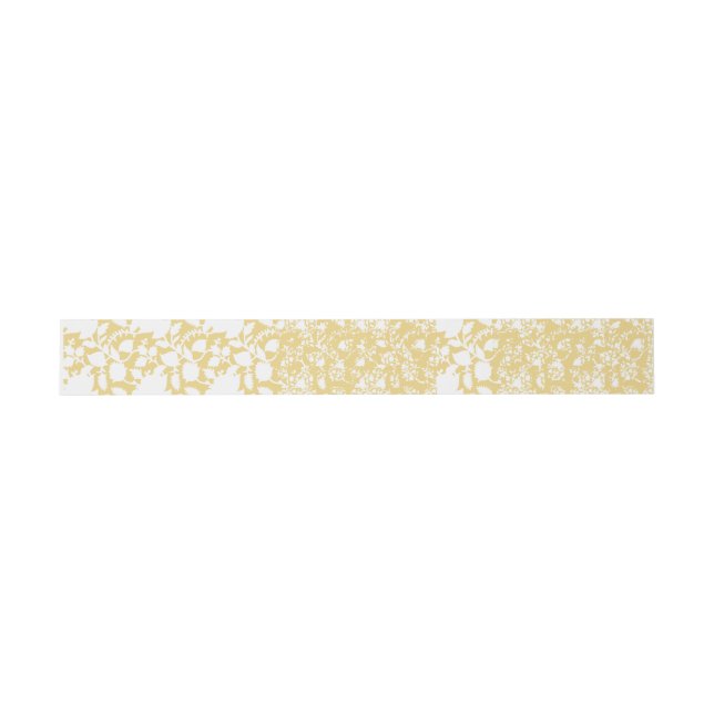 A yellow rug with a repeating motif pattern resemb invitation belly band (Flat)
