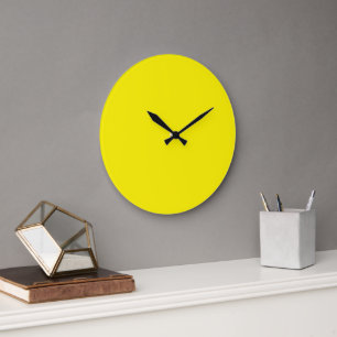 A yellow square centred on a clean white backgrou large clock
