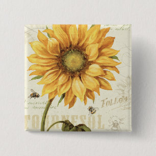 A Yellow Sunflower 15 Cm Square Badge