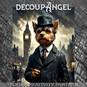 A Yorkshire Dog in London- Decoupage -  Tissue Paper